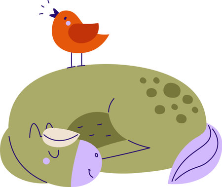 Sleeping Horse with Birdのイラスト素材