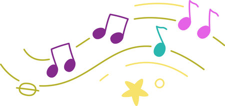 Musical Notes and Swirls Doodleのイラスト素材
