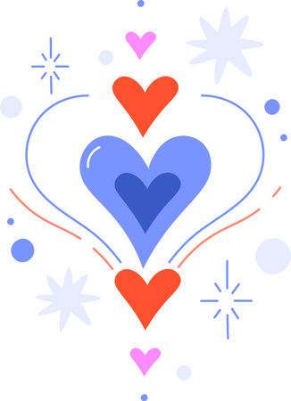 Hearts and Stars Abstract Composition Tiny Tattooのイラスト素材