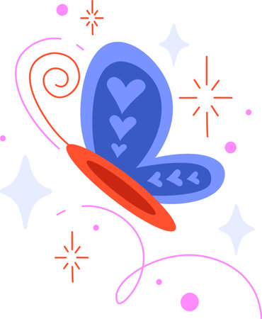 Butterfly with Heart Patterns Tiny Tattooのイラスト素材