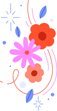 Flowers with Geometric Shapes Tiny Tattooのイラスト素材