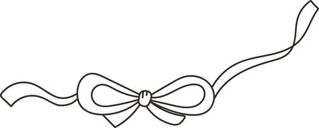Elegant Bow with Flowing Ribbon Lineのイラスト素材