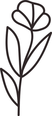 Simple Flower Line Drawingのイラスト素材