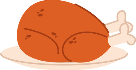 Roasted Turkey on a Plateのイラスト素材
