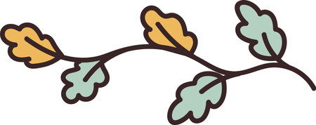 Cartoon Branch with Leaves Dividerのイラスト素材