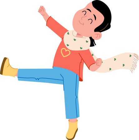 Joyful Child Girl Dancingのイラスト素材