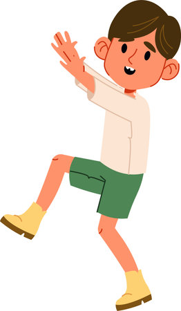 Playful Boy in Motionのイラスト素材