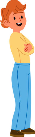 Smiling Boy with Crossed Armsのイラスト素材