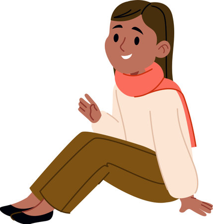 Smiling Girl Sittingのイラスト素材