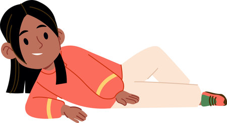 Relaxed Girl Lying Downのイラスト素材