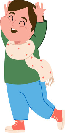 Joyful Child with Scarfのイラスト素材