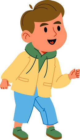 Happy Boy in Casual Outfitのイラスト素材
