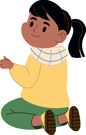 Girl Sitting with Scarfのイラスト素材