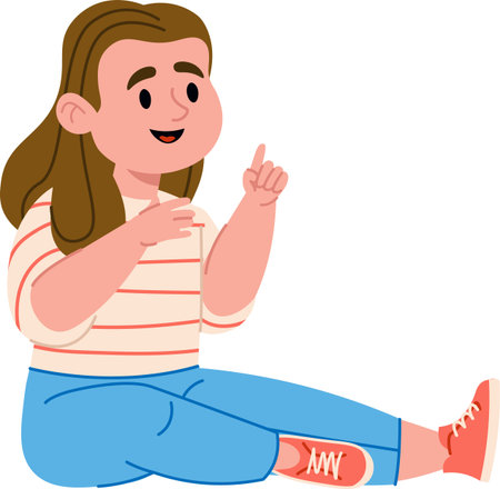 Smiling Girl Sittingのイラスト素材