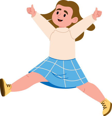 Girl Jumping with Thumbs Upのイラスト素材