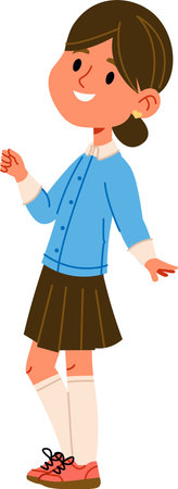 Smiling Schoolgirl in Uniformのイラスト素材