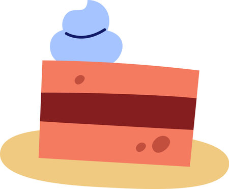 Cartoon Cake Slice with Cream