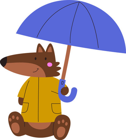 Wolf with Umbrellaのイラスト素材