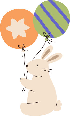 Bunny Holding Balloonsのイラスト素材