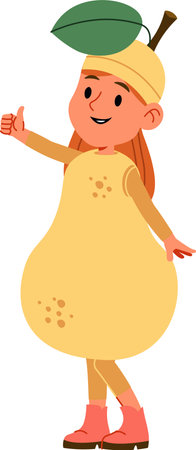 Girl in Pear Costumeのイラスト素材