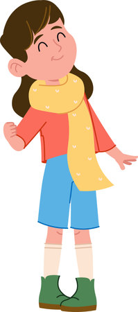 Smiling Girl with Scarfのイラスト素材