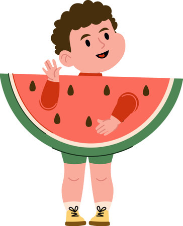 Boy in Watermelon Costumeのイラスト素材