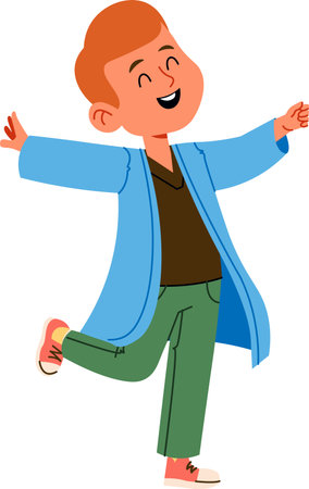 Joyful Boy in Lab Coatのイラスト素材
