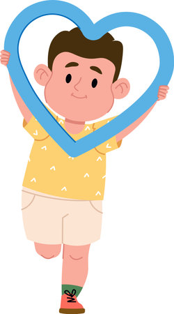 Boy Holding Heart Shapeのイラスト素材