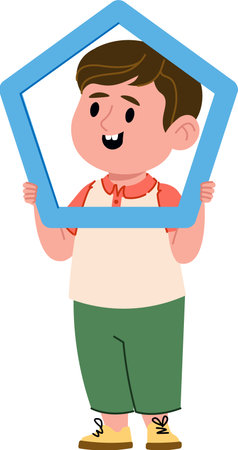 Boy Holding Geometric Shapeのイラスト素材