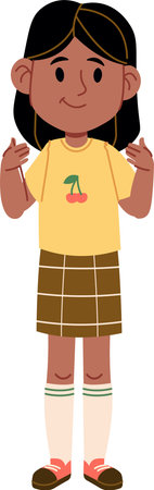 Smiling Girl in Casual Outfitのイラスト素材