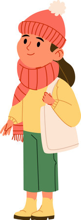 Winter Fashion Girl with Scarfのイラスト素材