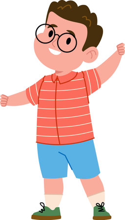 Happy Boy in Striped Shirtのイラスト素材