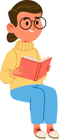 Girl Reading a Bookのイラスト素材