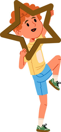 Boy Holding Star Shapeのイラスト素材