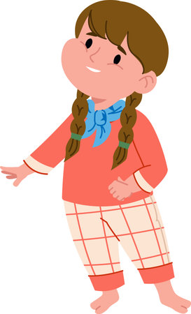 Girl in Pajamas with Braidsのイラスト素材