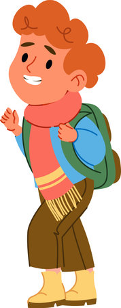 Smiling Boy with Backpackのイラスト素材