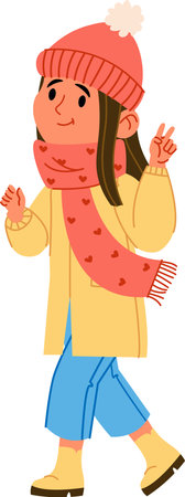 Winter Fashion Girl Walkingのイラスト素材