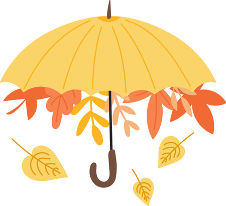 Umbrella with Autumn Leavesのイラスト素材