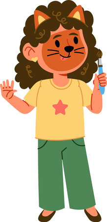 Girl with Cat Face Paintのイラスト素材