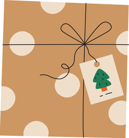 Gift Box with Tree Tagのイラスト素材