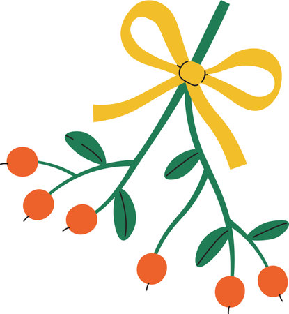 Berry Branch with Ribbonのイラスト素材