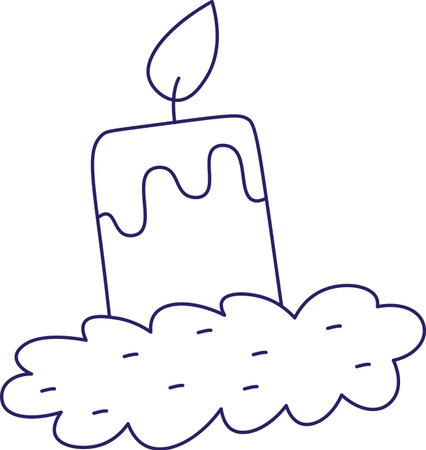 Candle on Cloud Outline Doodleのイラスト素材