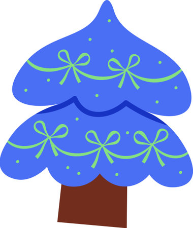 Hand Drawn Christmas Tree with Bowsのイラスト素材