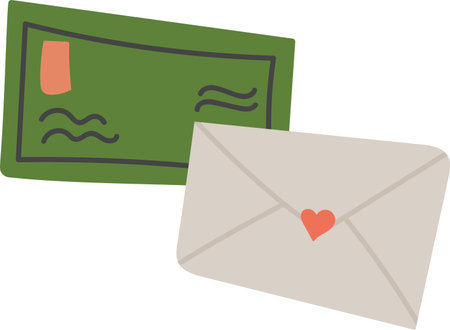 Christmas Envelopes and Postcardのイラスト素材