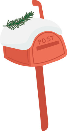 Snow Covered Mailbox with Branchのイラスト素材