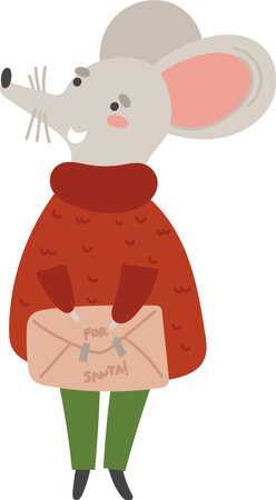 Mouse with Gift for Santaのイラスト素材
