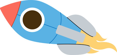 Cartoon Rocket with Flamesのイラスト素材