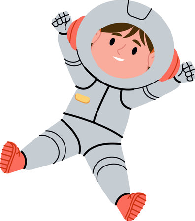 Smiling Astronaut Floating in Spaceのイラスト素材