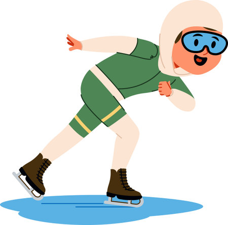 Speed Ice Skater in Motionのイラスト素材