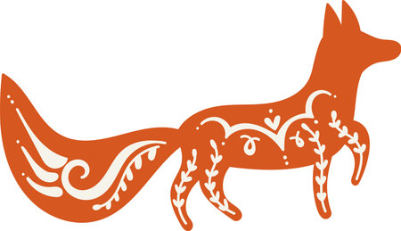 Fox Silhouette with Patternのイラスト素材